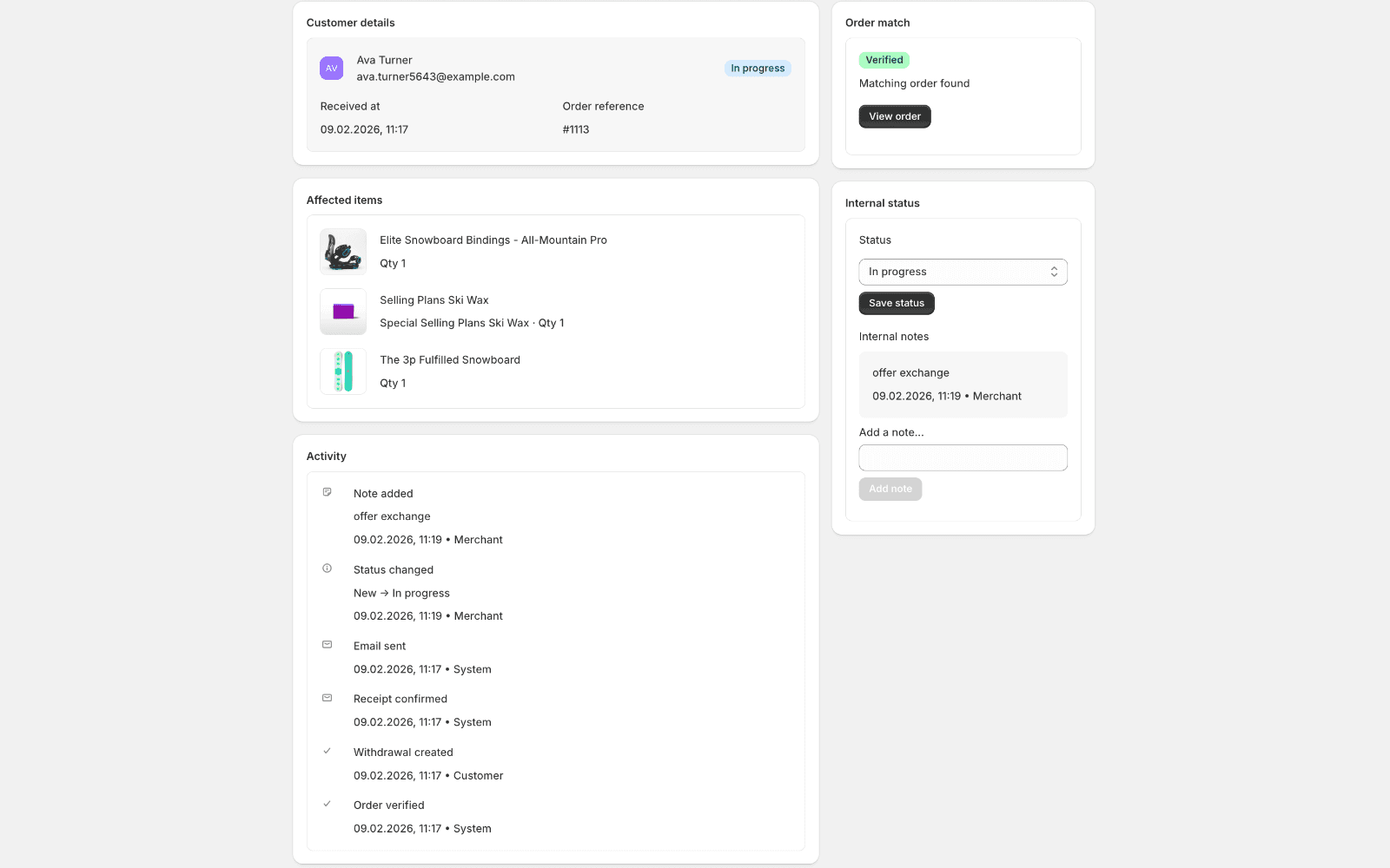 Detailed request view