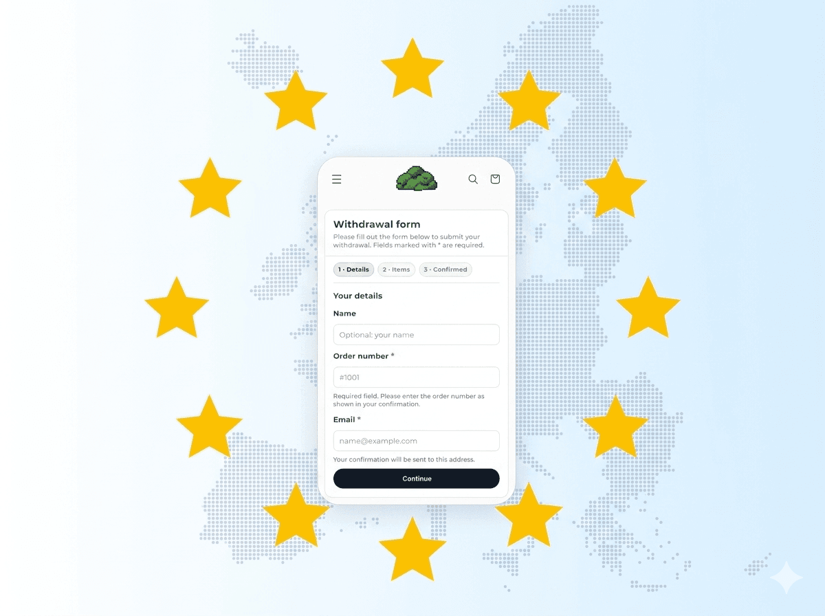 Revoq EU withdrawal button on a Shopify store